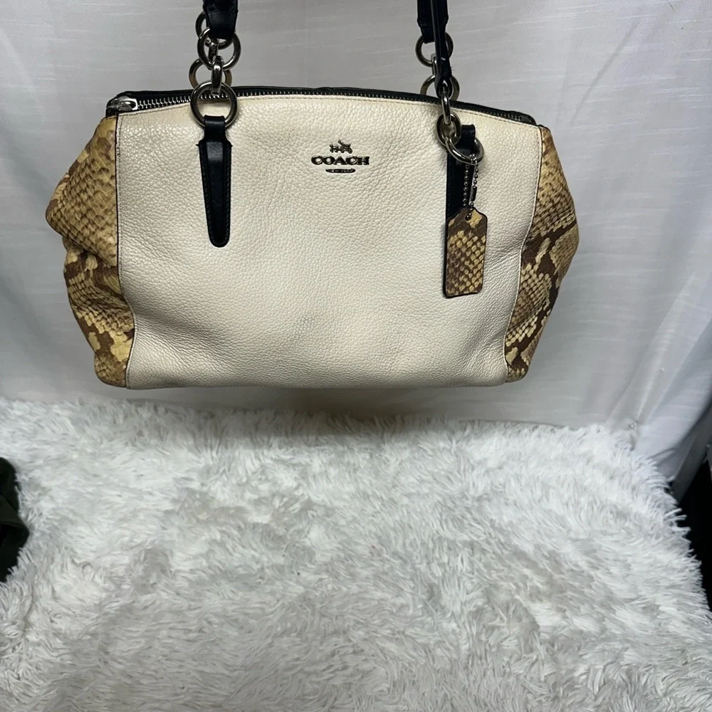 Coach Christie Snake embossed leather satchel